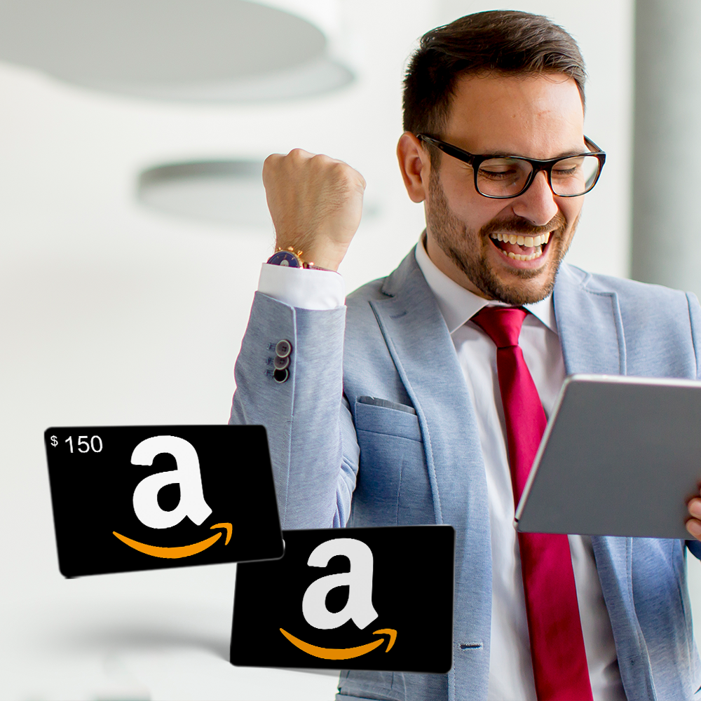 Step 3: Once they've attended their demo, we'll send you your $150 Amazon gift card. Step 3: Once they've attended their demo, we'll send you your $150 Amazon gift card.